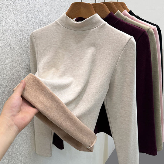 Wollmischung-Rollkragenpullover mit Thermofutter