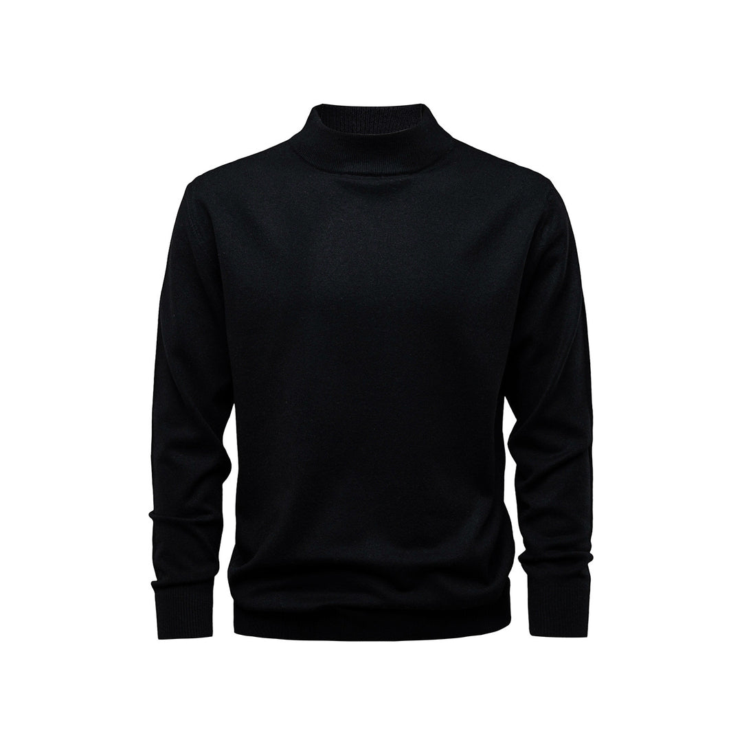 Herren-Strickpullover mit Stehkragen, einfarbig