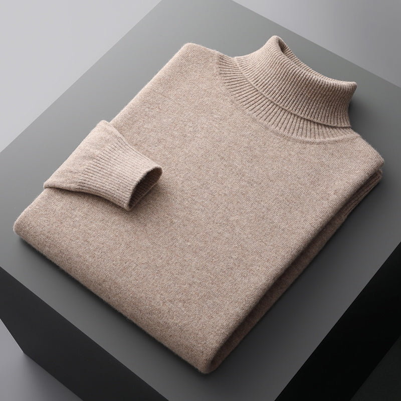 Herren-Rollkragenpullover, einfarbig, langärmelig, Strick