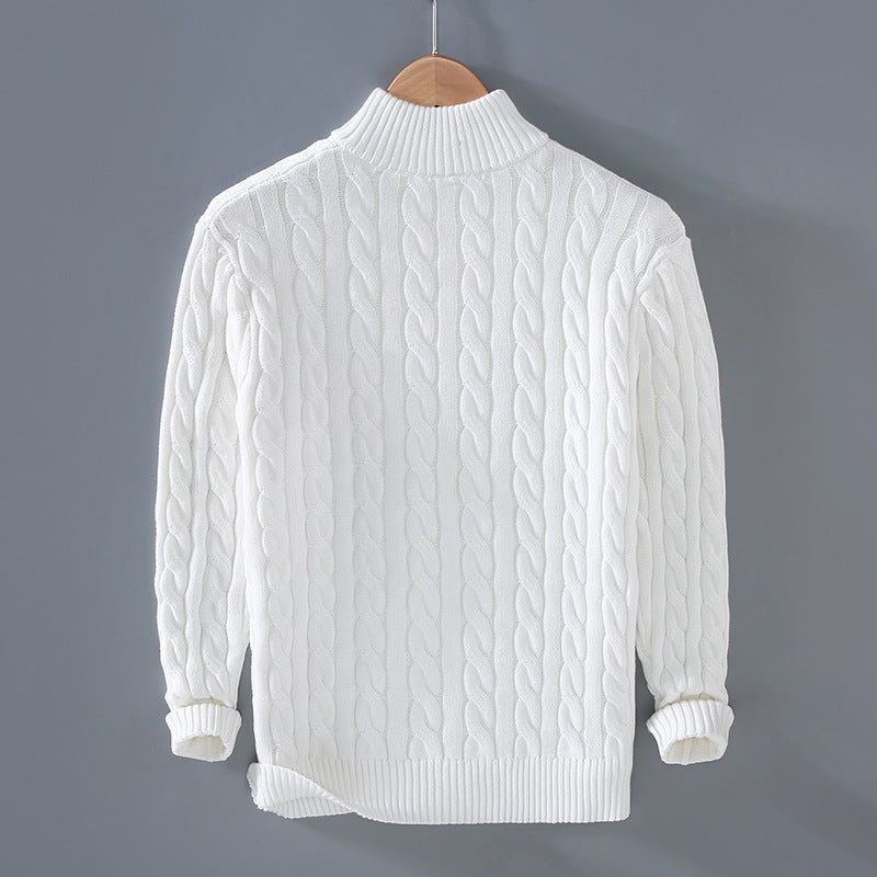 Herren-Strickpullover mit Reißverschluss und Stehkragen
