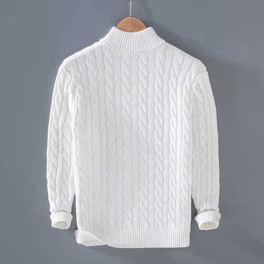 Herren-Strickpullover mit Reißverschluss und Stehkragen