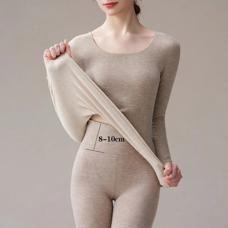 Damen-Thermo-Unterwäscheset, Rundhalsausschnitt, figurformend