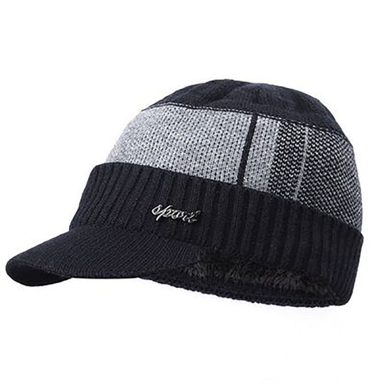 Herren Strickmütze und Schal Set, gefüttert