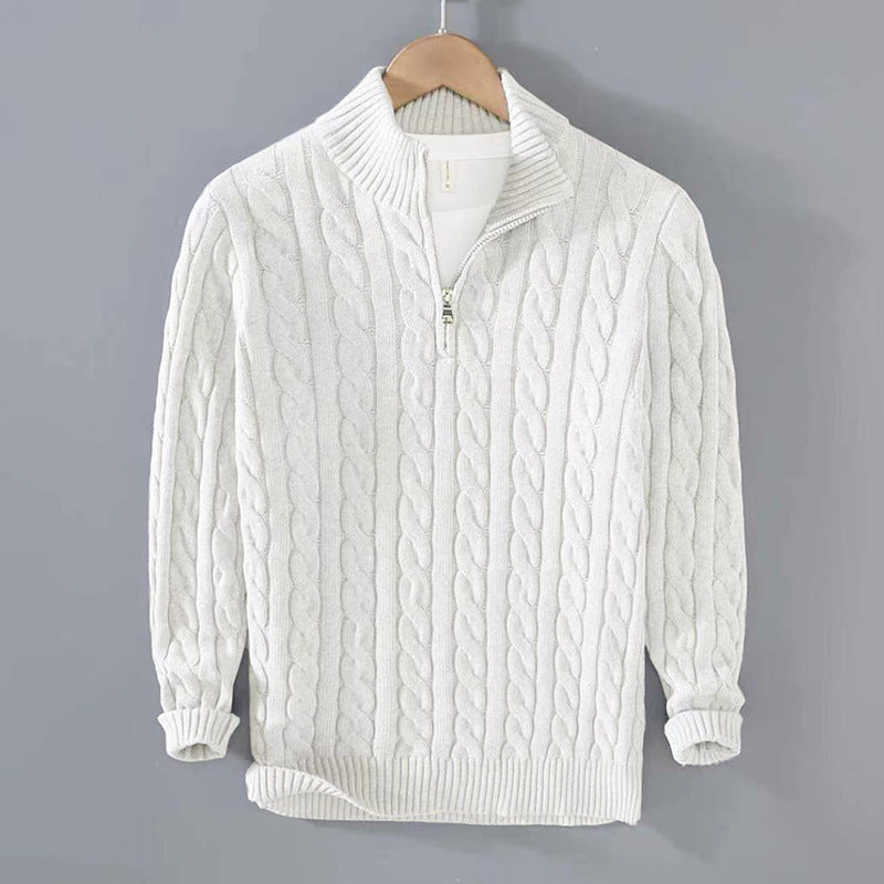 Herren-Strickpullover mit Reißverschluss und Stehkragen