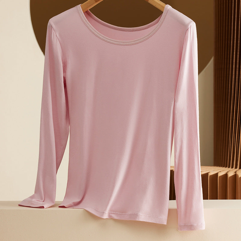 Damen Modal-Langarmshirt, figurbetont, Rundhalsausschnitt