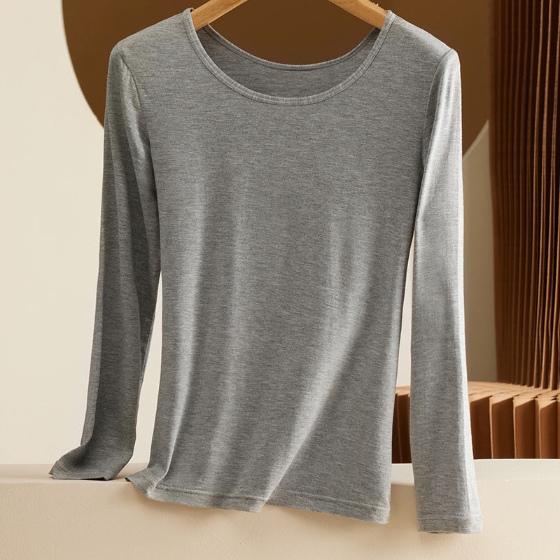Damen Modal-Langarmshirt, figurbetont, Rundhalsausschnitt