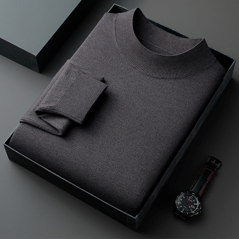 Herren-Pullover mit Stehkragen, fein gestrickt