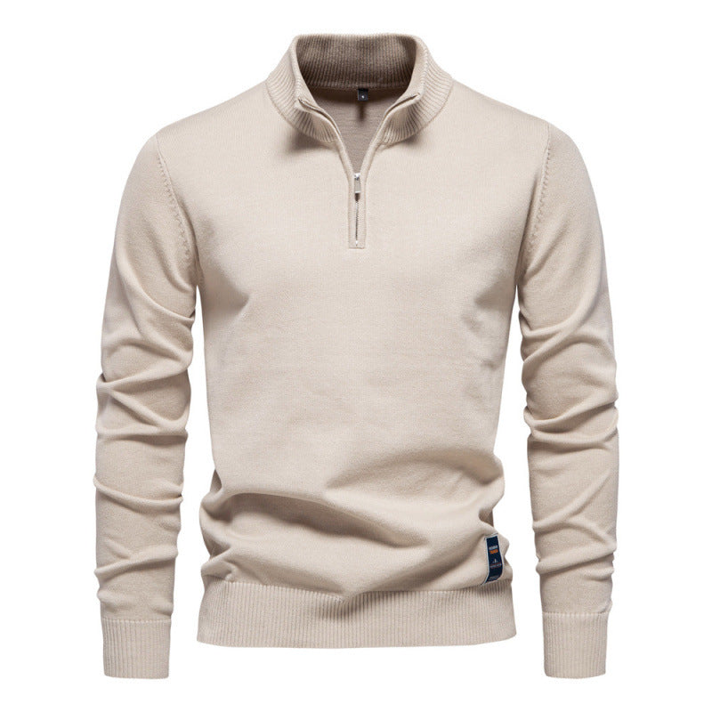 Herren-Strickpullover mit Stehkragen und Reißverschluss