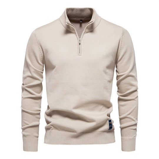 Herren-Strickpullover mit Stehkragen und Reißverschluss