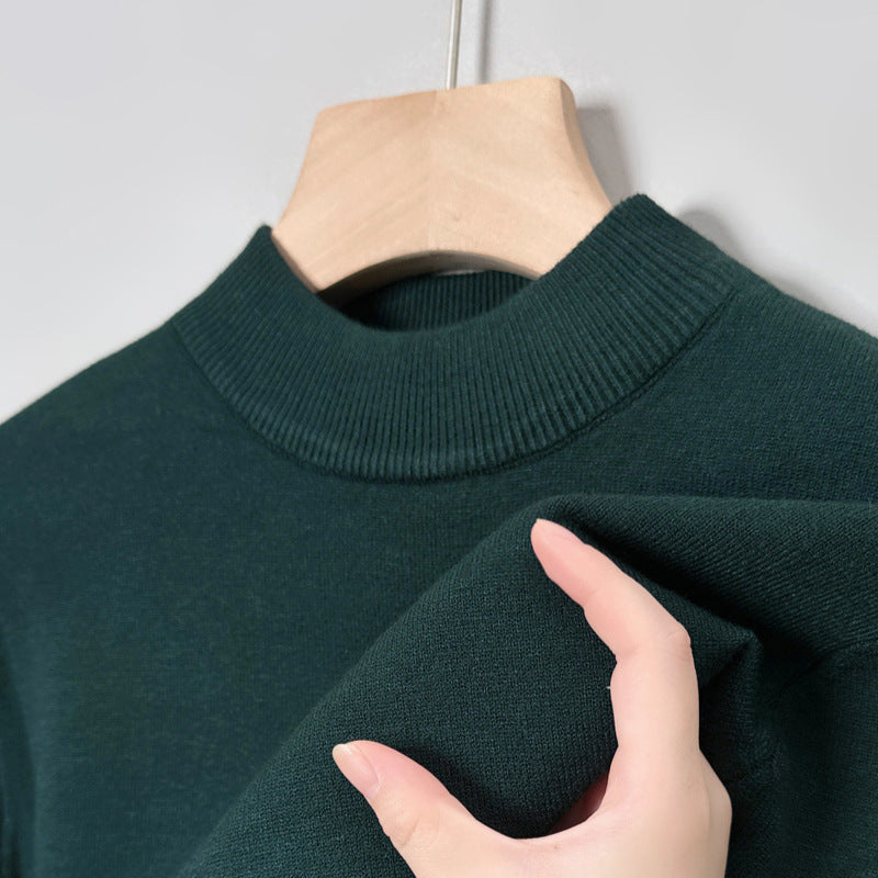 Herren-Strickpullover mit Stehkragen, einfarbig