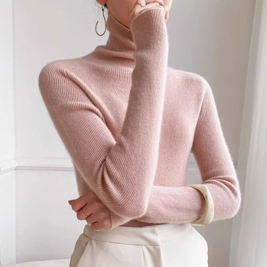 Damen-Wollpullover mit Stehkragen