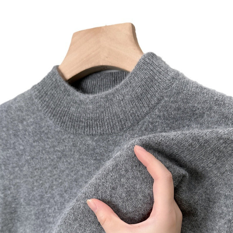 Herren-Pullover mit Stehkragen, einfarbig, pflegeleicht