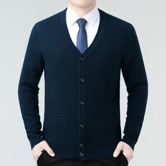 Gestreifte V-Ausschnitt Strickjacke für Herren