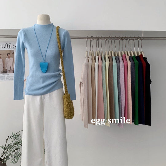Dopamin-Stil Strickpullover mit Stehkragen