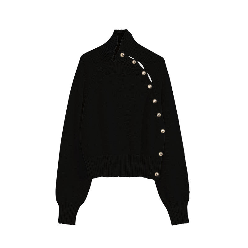 Damen-Strickjacke mit Rollkragen und Puffärmeln