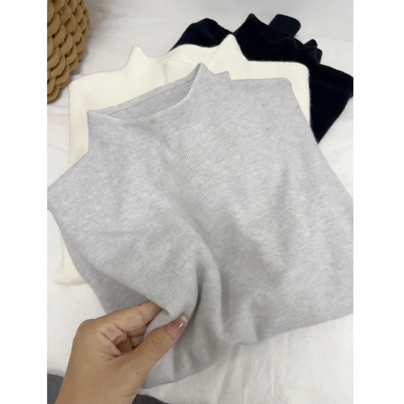 Damen-Strickpullover mit Stehkragen, weiches Material