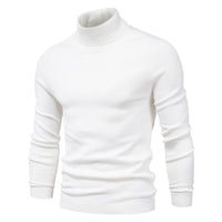 Rollkragen Creme + Blau-Label