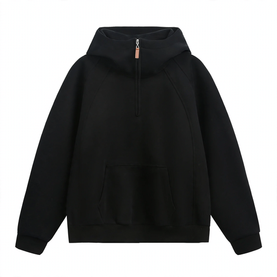 Unisex-Kapuzenpullover mit Reißverschluss und Stehkragen