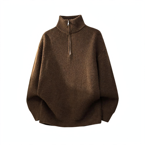 Herren-Strickpullover mit halbem Reißverschluss