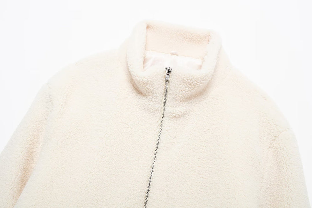 Damen-Teddyfleece-Jacke, Reißverschluss, Locker, Modell Y14-11722