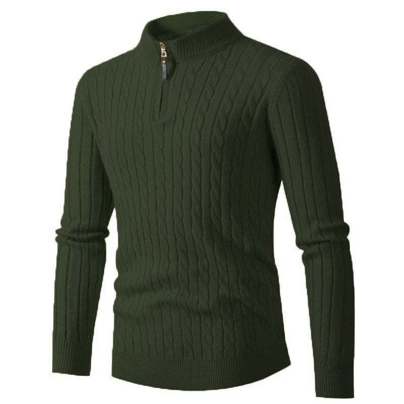 Herren-Strickpullover mit Zopfmuster und Reißverschluss
