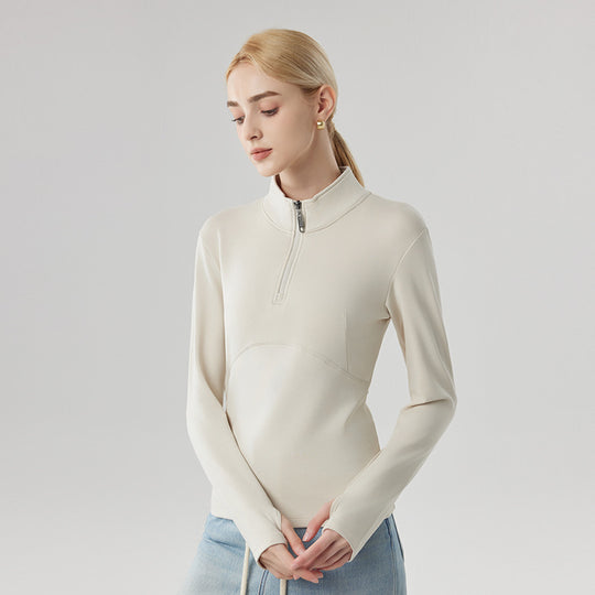 Damen-Sweatshirt mit halbem Reißverschluss