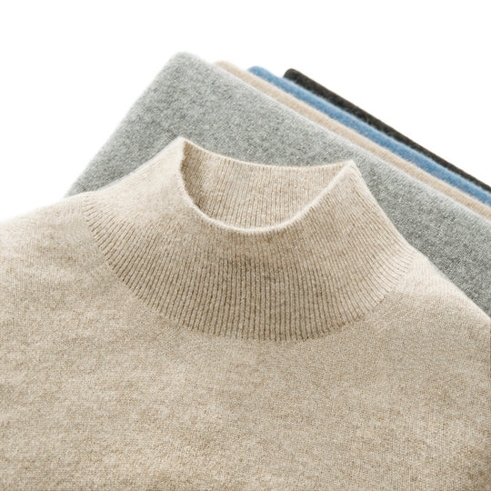 Herren-Wollpullover, Stehkragen, dünn