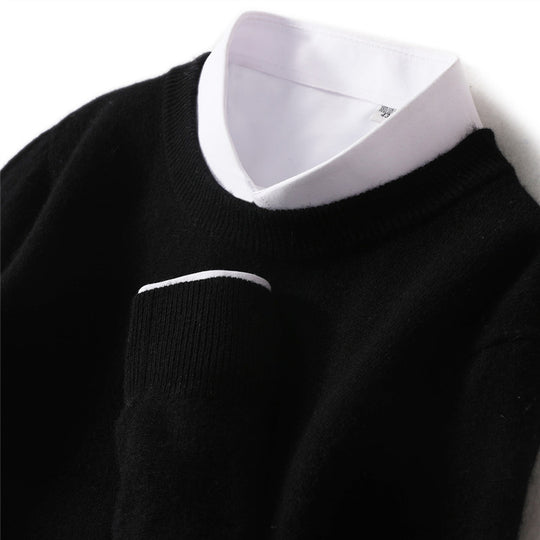 Herren-Pullover, Rundhalsausschnitt, locker geschnitten