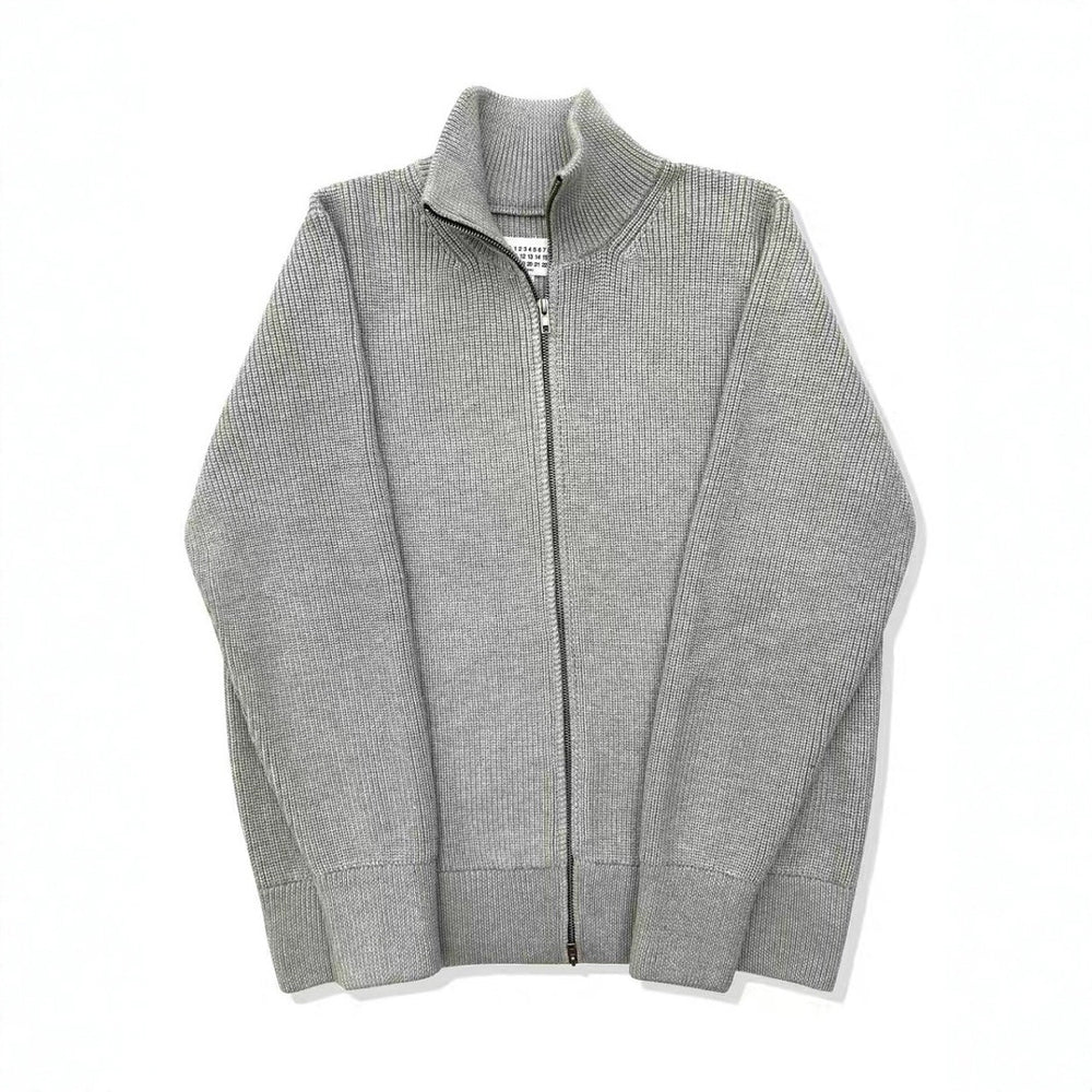 Unisex-Strickjacke mit Rollkragen und Doppelreißverschluss