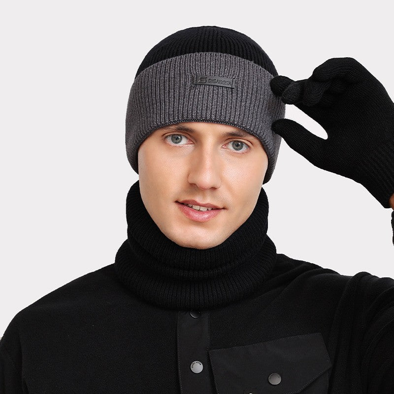 Winter-Strickmütze mit Nackenschutz, 2-teiliges Set