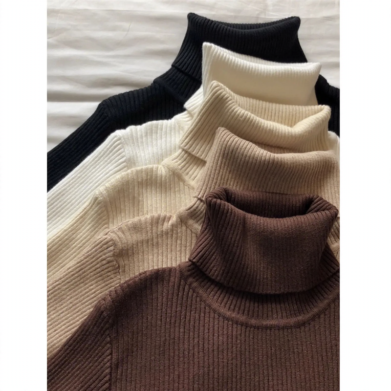 Damen-Rollkragenpullover, Langarm, Strick