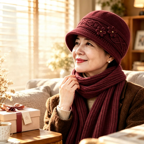 Strickmütze und Schal Set für Damen