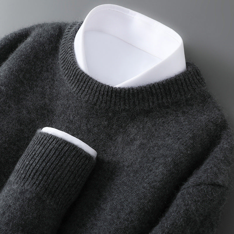 Herren-Wollpullover, Halbkragen, gestrickt, locker