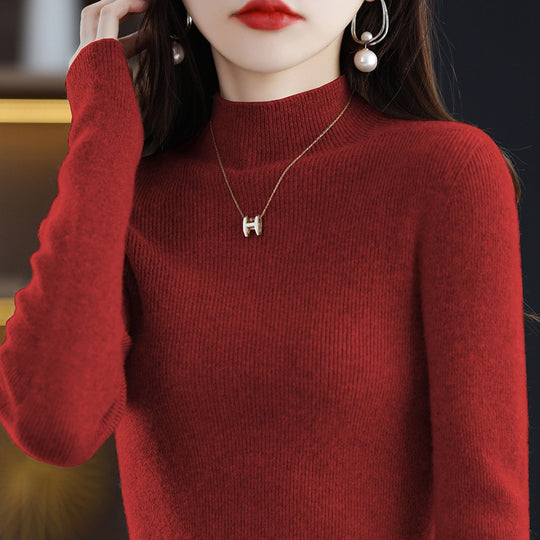 Damen-Strickpullover mit Stehkragen, nahtlos