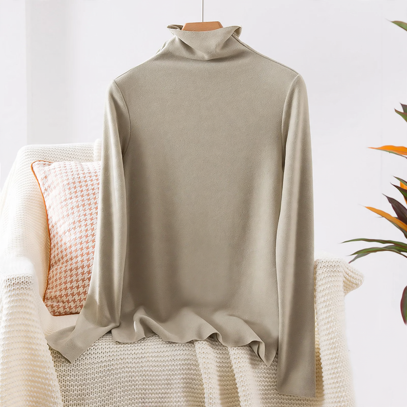Damen-Rollkragenpullover aus Kaschmir-Seiden-Mix