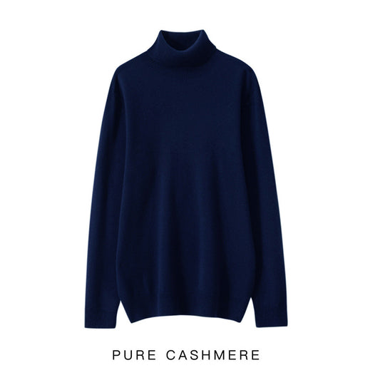 Herren-Rollkragenpullover aus reiner Wolle, Strick