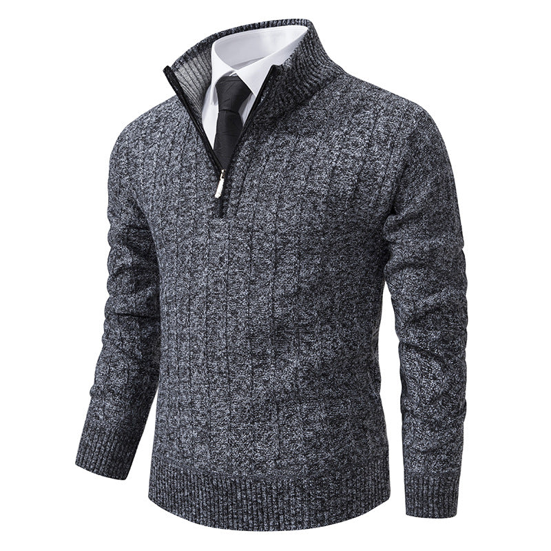 Herren-Strickpullover mit Reißverschluss und Futter