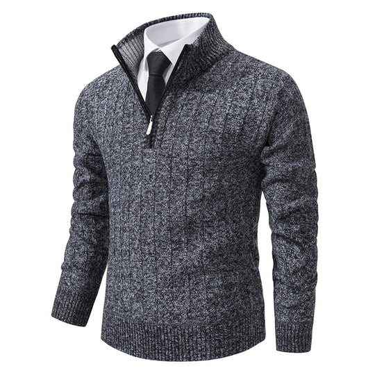 Herren-Strickpullover mit Reißverschluss und Futter