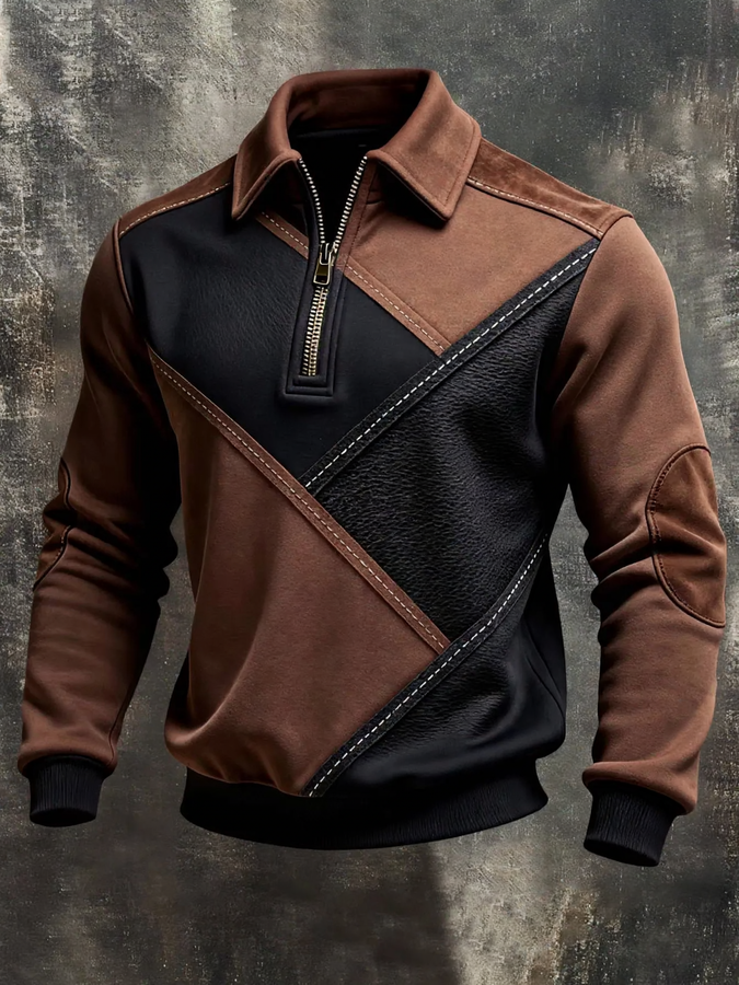 Herren-Sweatshirt mit 3D-Druck und Reißverschluss