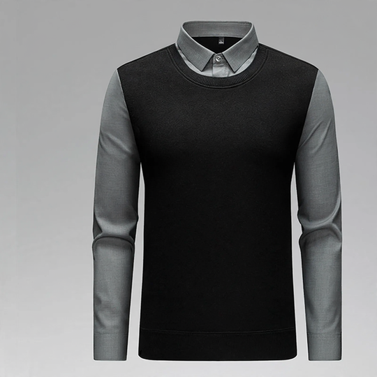 Herren-Strickpullover in Fake-Layer-Optik, warm gefüttert
