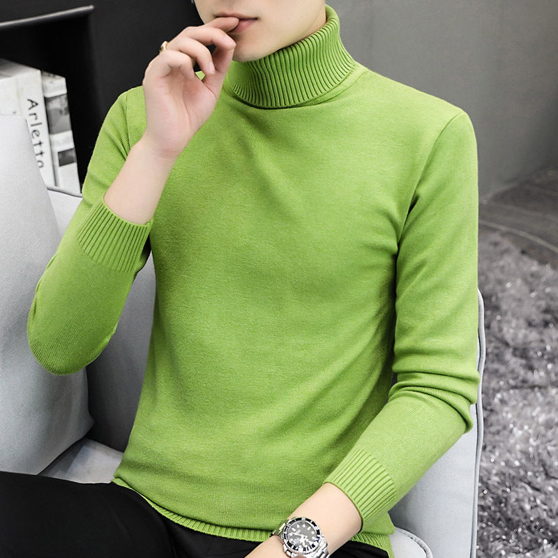 Herren-Rollkragenpullover, schmal geschnitten, einfarbig