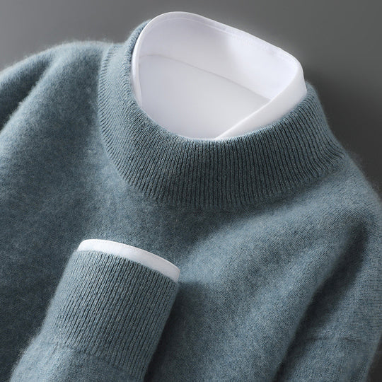 Herren-Wollpullover mit Stehkragen, 100% Wolle