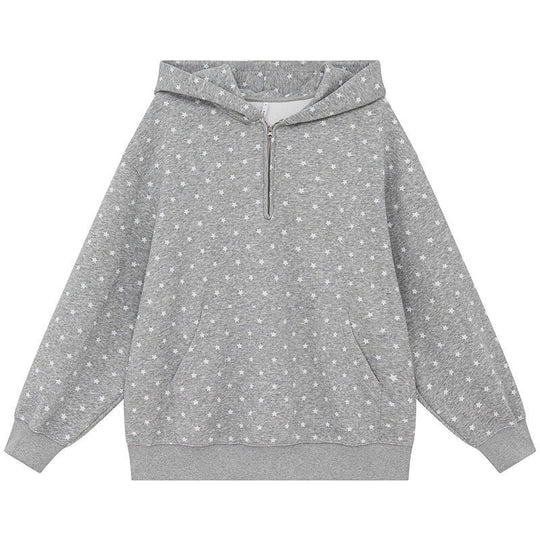 Kapuzenpullover mit Sternenmuster und Reißverschluss