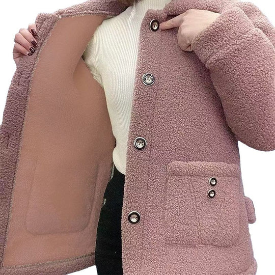 Gefütterte Damen-Jacke in Teddy-Optik