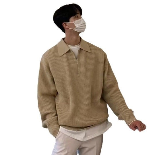 Lockerer Herren-Strickpullover mit Reißverschluss
