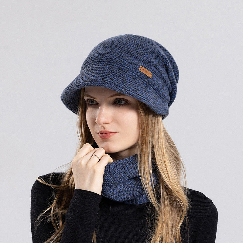 Strickmützen- und Schal-Set mit Futter
