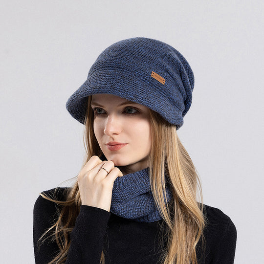 Strickmützen- und Schal-Set mit Futter