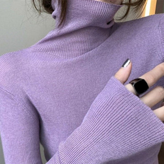 Eleganter Damen-Rollkragenpullover, schmal geschnitten