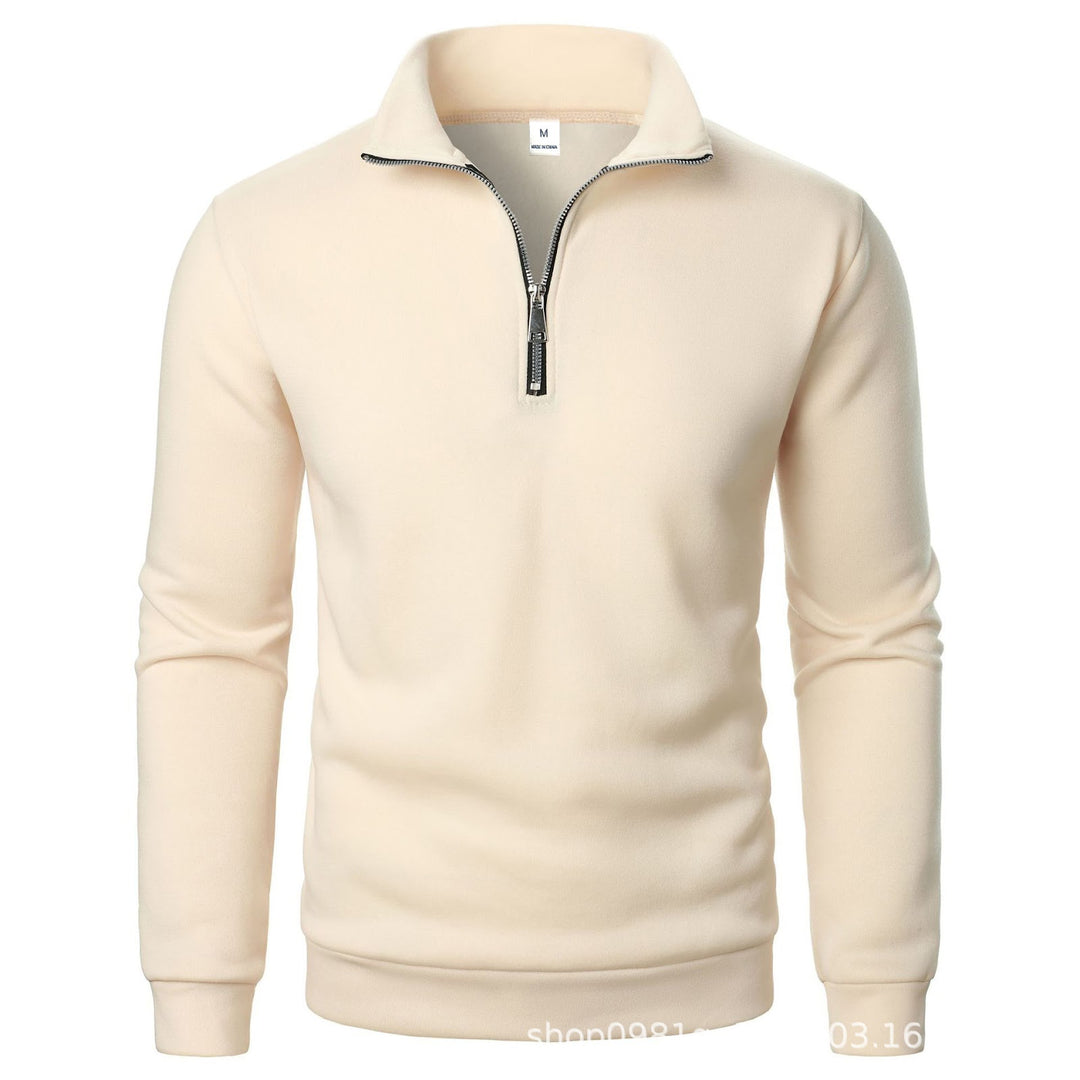 Gefüttertes Stehkragen-Sweatshirt mit Viertel-Reißverschluss