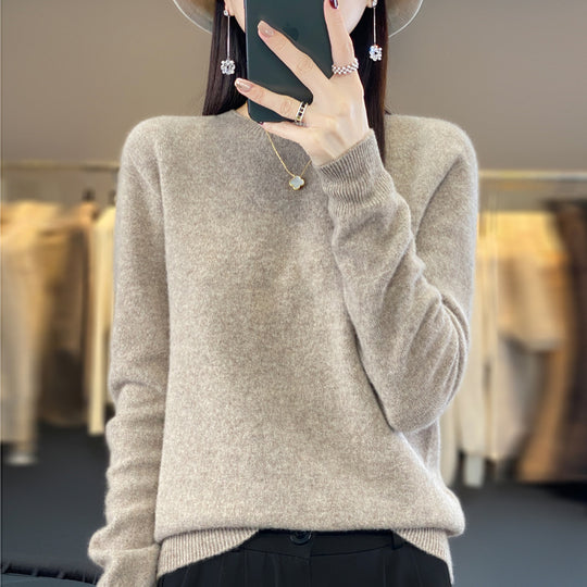 Damen Strickpullover, nahtlos, Rundhalsausschnitt
